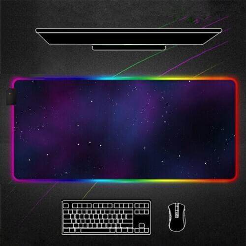 Starry planet RGB Mouse Pad Black Gamer Accessories Large LED MousePad Gaming Desk Mat PC Desk Play Mat with Backlit mauspad