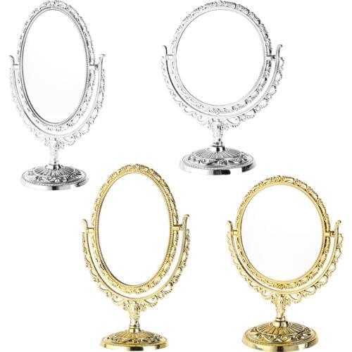 New 1 Set 2 Sides Makeup Mirror Stand Table Cosmetic Mirror Plastic Dresser Mirrors Tools Small Make Up Mirror