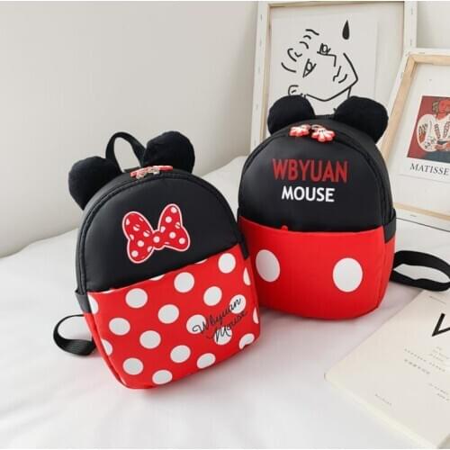 New Mickey Minnie Backpack Children Anti-lost Backpack Cute Kids School Bags Cartoon Kindergarten Children Small Backpack