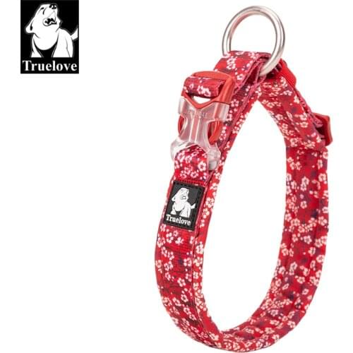 TRUELOVE Pet Dog Collar with Three Adjustable Buckle Soft Comfortable Cotton Floral Pattern Resistant to Pull TLC5273