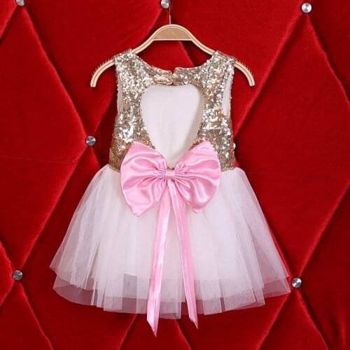 Baby Girls backless Clothes Dress Toddler Infant Girl Party Wedding Dresses 18m-6y bling bling big bow dress
