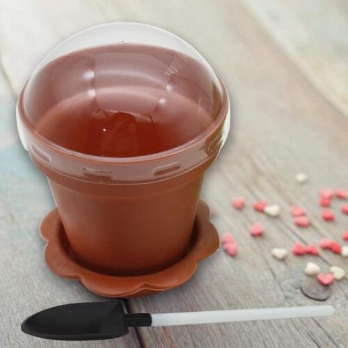 Behogar 20pcs Flower Pot Shape DIY Baking Jelly Cake Yogurt Mousse Storage Cup Holder with Lid Shovel for Household Party Tools