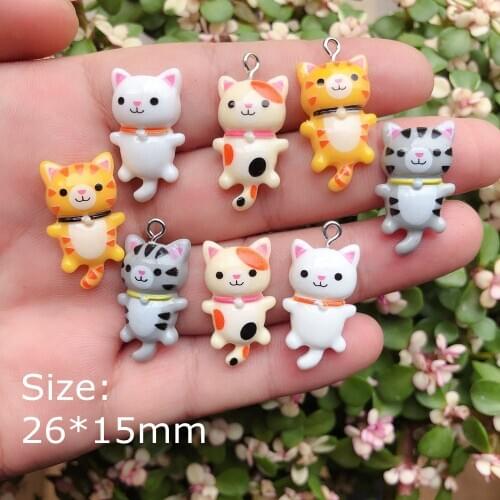 Kawaii Cat charms pendants for jewelry making bracelets necklace earrings making resin flat back cabochon