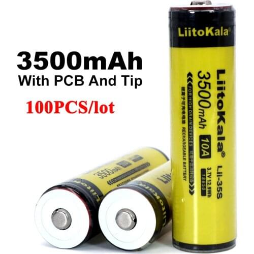 1-10pcs Liitokala Lii-35S Protected 18650 3400mAh Rechargeable Li-lon battery with 2MOS PCB 3.7V For Flashlight