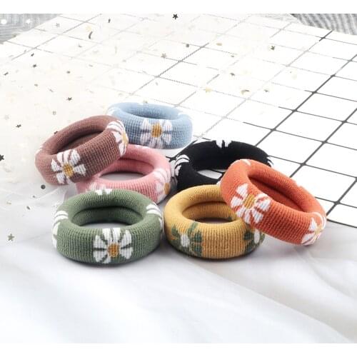 Trendy Simple Large Hair Bands Accessories High Elastic Daisy Hair Ties Comfortable Flower Rubber Band Women Girl Headband Gifts