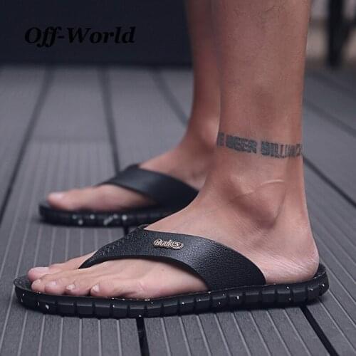 Summer Men Beach Sandals Flip Flops Slippers High Quality Shoes Rubber Non-Slip Outdoor Vacation Hot Sale Side Footwear For Male