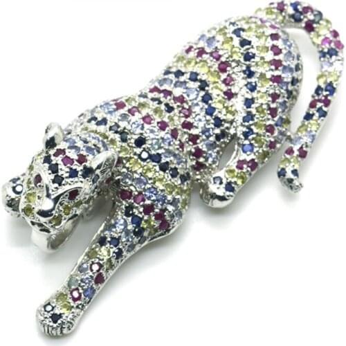 Sapphire and Silver 925 Panther Pendant / Brooch