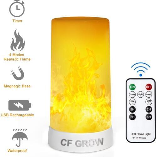 LED Flame Effect Fire Light Bulb Waterproof Outdoor Indoor Flickering Emulation 4 Modes Magnetic Led Flame Lamp USB Rechargeable