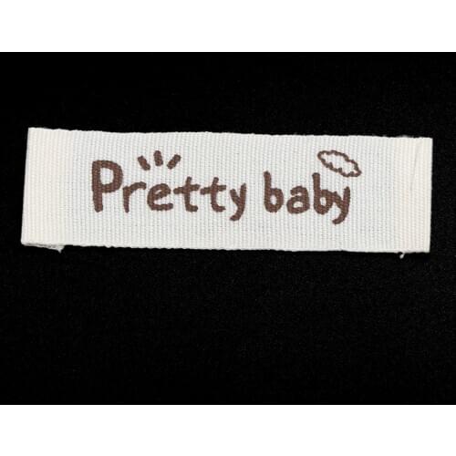 Woven Printed Labels Tags For Handmade DIY Sewing Accessories Cloth Craft Rectangle Pretty baby Yellow Coffee 5.3*1.5cm, 10PCs