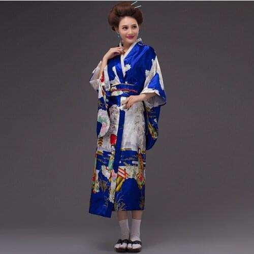 Japanese Traditional Sakura Kimono Female Yukata Long Cos Photo Dance Performance Costume Improved Kimono