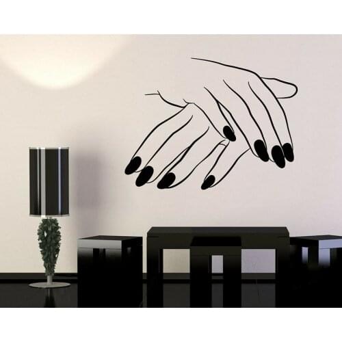 Nails Salon Vinyl Wall Decal Beauty Salon Wall Window Sticker Girl Hand Manicure Art Stickers Mural Make Up Sign Art Mural N284