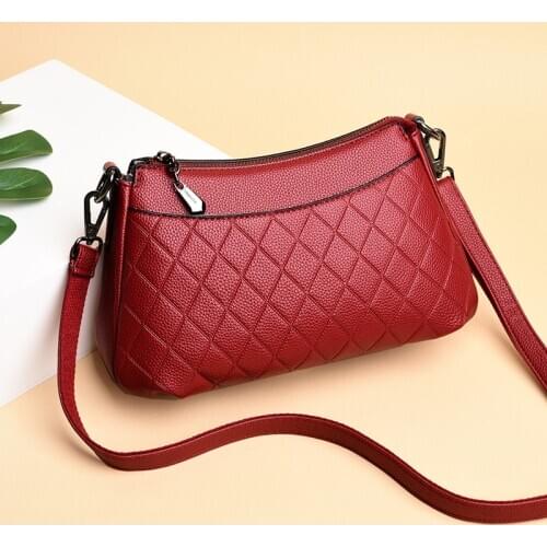 Hot Sale Shoulder CrossBody Bags Ladies Womens Genuine Leather Handbags Fashion Plaid Bags For Women Bolsas Feminina