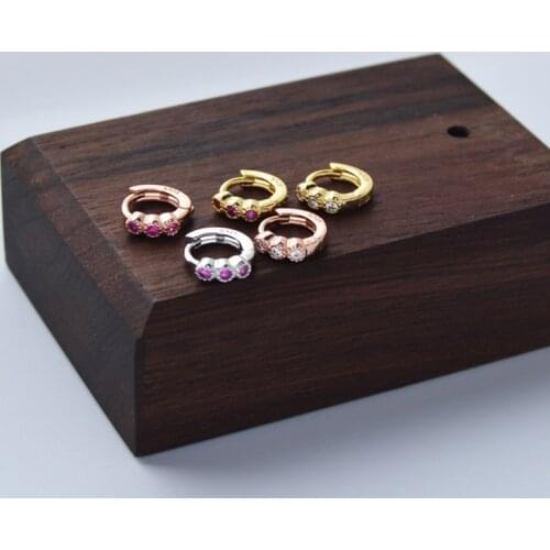 925 Sterling Silver Earrings Fashion Mini Round Zircon Ear Ring Ear Bone Ear Buckle Wild Personality Women Girl Silver Ear Jewel