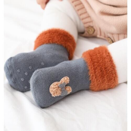 Winter warm velvet thick Baby Socks Floor Non-slip Cartoon Doll socks for kids newborn Toddle Baby Girls Boys antiskid