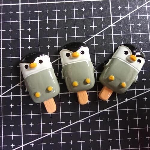 1pcs/lot resin flat back Simulation penguin cartoon ice 33mm Cabochons Scrapbooking Hair Bow Center DIY Christmas decration