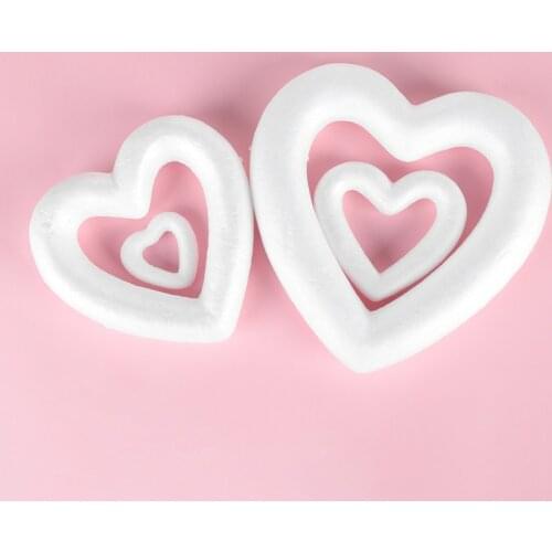 1PC Styrofoam Hollow Heart Shaped Foam Mould White Craft Balls Modelling Polystyrene Valentines Day Wedding Decoration Supplies