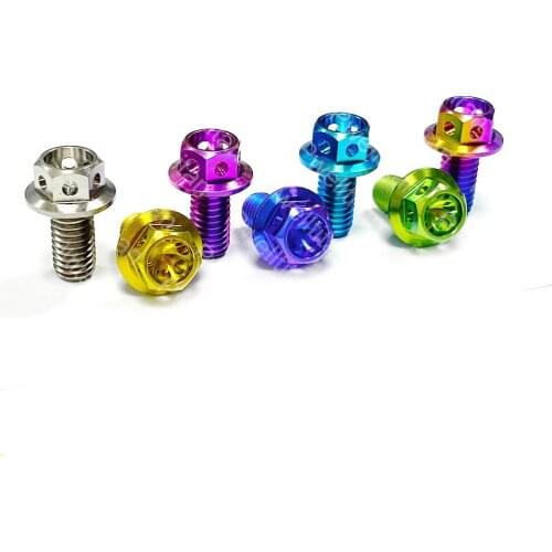 M6 x 25mm Titanium Motorcycle Engine Shell Screw Ti Bolts Hexagon Hex Hollow Head With Flange and Holes 1 PCS