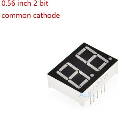 10PCS 0.56inch 7 Segment 2bit Red Digital Tube Common Cathode CC LED Digit Display 0.5inch 0.56 inch 0.56'' 0.56in. TWO 2 bit