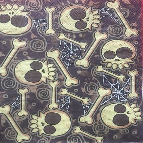20 Vintage table napkin paper tissue dark black skull spider web towel decoupage wedding party serviettes home cafe dinner decor