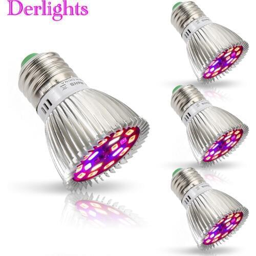 4PCS LED Grow Lights 18W E27 Full Spectrum SMD5730 18 leds Grow Lamp for Plants Vegetables Hydroponics System Grow Tent