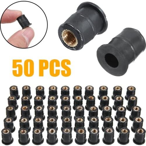 50pcs/set Motorcycle Scooter M5 Metric Rubber Well Nuts Windscreen Windshield Fairing Cowl Accessories