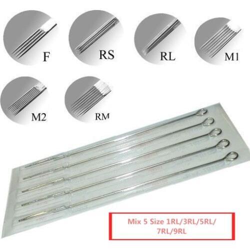 50PCS Professional Tattoo Needles 3RL 5RL 7RL 9RL 11RL Size Disposable Assorted Sterile Tattoo Needles 0.30mm