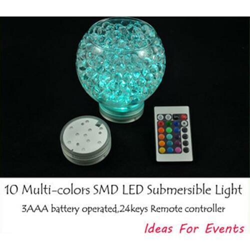 Free shipping 12 pieces/lot Mini Led party Lights waterproof led lamps with remote control Battery Operated Centerpieces Bases