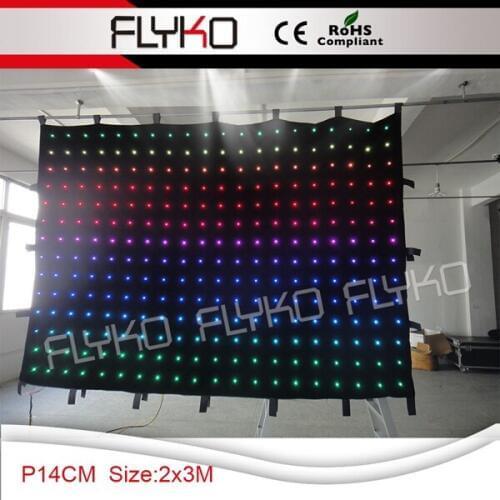 Free shipping 2m by 3m P140MM Flexible indoor led video curtain for DJ Wedding Backdrops stage lights