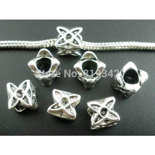 Free Shipping 20pcs Antique Silver Tone Floral Band Spacer Beads Fits European Charm Bracelet 9x8mm Jewelry Findings J0523