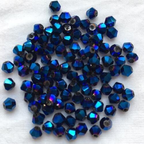Free Shipping! 720pcs/Lot, Chinese Top Quality 3mm Metallic Blue Crystal Bicone Beads