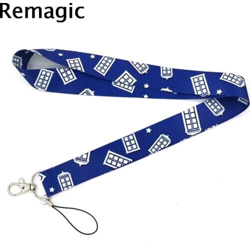 20pcs Doctor who Telephone booth Neck Strap Lanyards ID badge card holder keychain Mobile Phone Strap Gifts