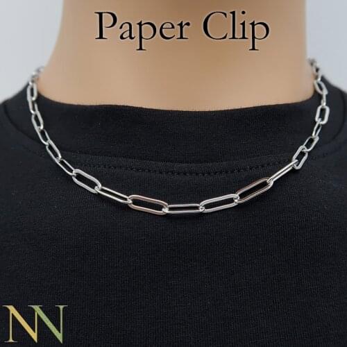 50 Pcs - Paper Clip Chain Necklace Stainless Steel Paperclip Necklace Choker, Long Oval Rectangle Link Chain Layering Necklace