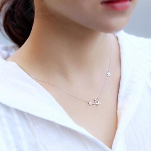 Star Five-pointed Star Clavicle Chain Simple Sweet Wild 925 Sterling Silver Temperament Personality Female Necklace SNE091