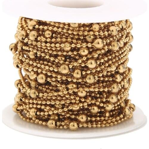 2M/5M Gold Tone Stainless Steel Ball Chain 3.5mm Width Bead Chain in Roll Bulk Sale Chains DIY jewelry finding
