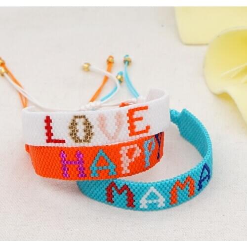Go2boho Miyuki Bracelet For Girls Jewelry Trendy HAPPY LOVE Letter Jewellery Bohemian Beaded Pulsera Woven MAMA Bracelets Gifts
