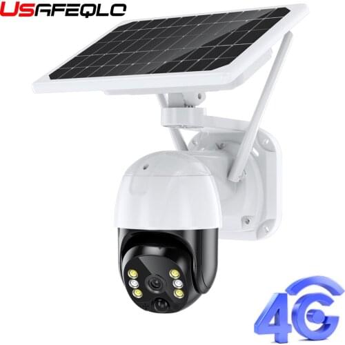 Solar Panel Security 4G Outdoor Camera 3MP PIR Two Ways Audio 4G PTZ Camera 30M CCTV Security Camera Support 18650 battery