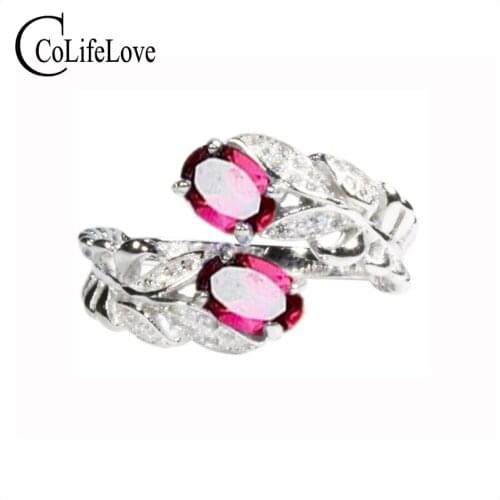 CoLife Jewelry 100% Natural Pyrope Silver Ring for Daily Wear 4mm*6mm Oval Pyrope Silver Ring 925 Silver Pyrope Jewelry
