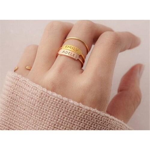 Personalized Name Engrave Ring Custom Rarbic Letter Rings Stainless Steel Deep Engrave Ring For Women Men Jewelry Gifts