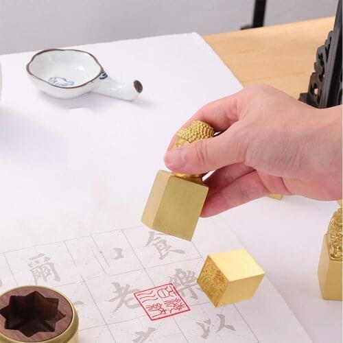 Square Brass Chinese Name Stamp Custom Metal Seals Buddha God Dragon Lion Engraved Chapter Alligraphy Painiting Receipt Chop