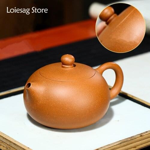 Loiesag 280ml Yixing Purple Clay Teapot Raw Ore Clay Xishi Teapots Nine Holes Effluent Zisha Pot Kung Fu Tea Set Health Tea Pot
