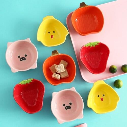 Cartoon ceramic small dish dipping saucer household snack dish dish spit bone dish sauce seasoning dish