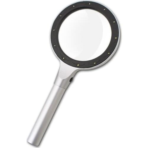 Metal Handheld Magnifier 12LED Reading Magnifying Glass 5X 10X Loupe Double Lens 448A