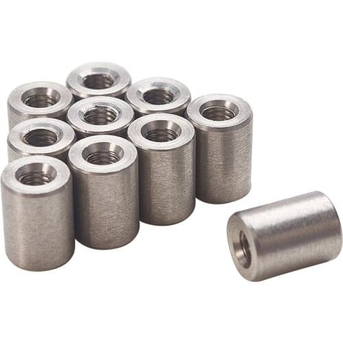 Mromax M3/4/5/6/8 Sliver Stainless Steel Round Threaded Studding Connector Nuts Rod Bar Sleeve Tube Connect Two Threaded Parts