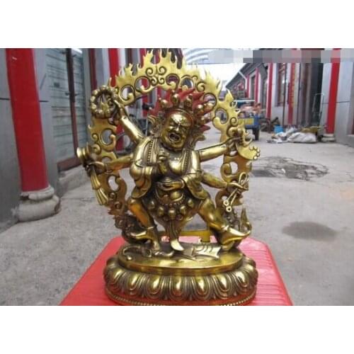 WHOLESALE FACTORY TIBET BUDDHISM A GILT BRONZE STATUE OF SADBHUJA-MAHAKALA DHARMAPALA BUDDHA