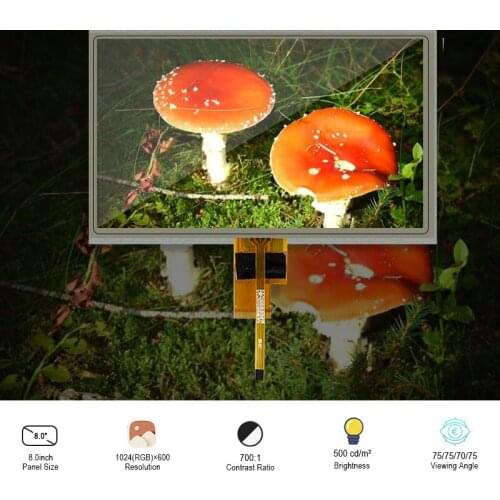 Original Innolux ZJ080NA-08A FHD Display Screen WithTouch 8 Inch LVDS Tablet LCD Panel 1K Resolution 1024x600