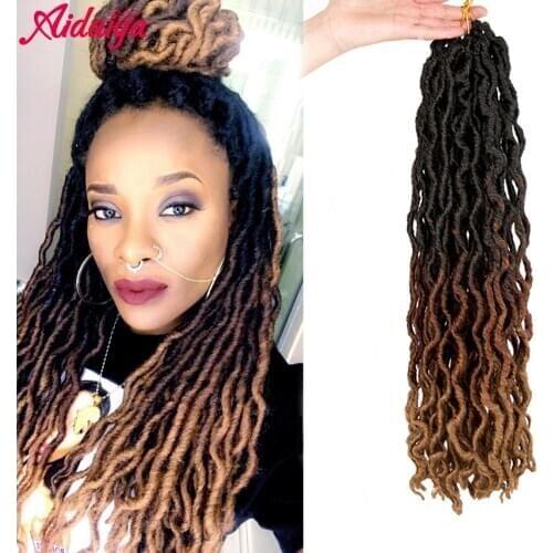 Aidaiya Gypsy Locs Soft Curly Faux Locs Crochet Hair Braids 18inch Synthetic Ombre Braiding Hair Extensions Pre Loop For Women
