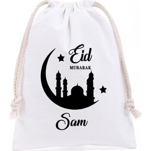 Customized Eid Mubarak Muslim Islamic Party Supplies Gift Packing Bag Personalized Name Ramadan Kareem Favor Gifts Candy Bag