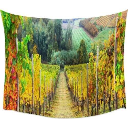 Field Autumn Landscape Gold Vineyard Italy Wall Tapestry Cover Beach Towel Picnic Yoga Mat Home Decoration