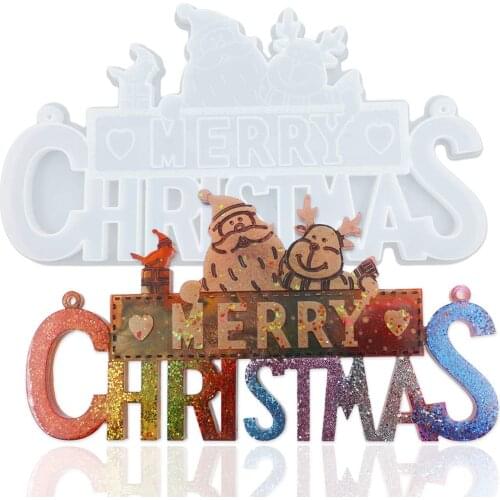 Merry Christmas resin mold epoxy resin mold DIY table decoration home decoration Christmas gifts