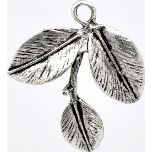DoreenBeads Retail Silver Color Leaf Charm Pendants 27x23mm,sold per pack of 30
